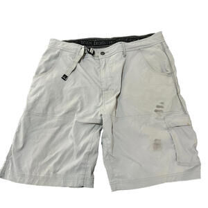 Prana Zion II Shorts Men 38 Beige Cargo Hiking Outdoor Standard 10" Inseam Flaw